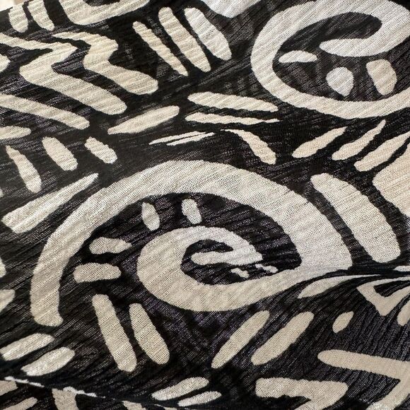 Vtg Chico's DESIGN 100% Silk Crinkle Top Blouse Sz 1 M Black White‎ Ruffle Tunic - Picture 5 of 11